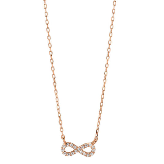 Necklace Silver Zirconia 19 Stones Rose Gold plated Infinity 40-45 cm