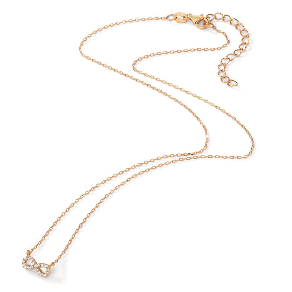 Necklace Silver Zirconia 19 Stones Rose Gold plated Infinity 40-45 cm