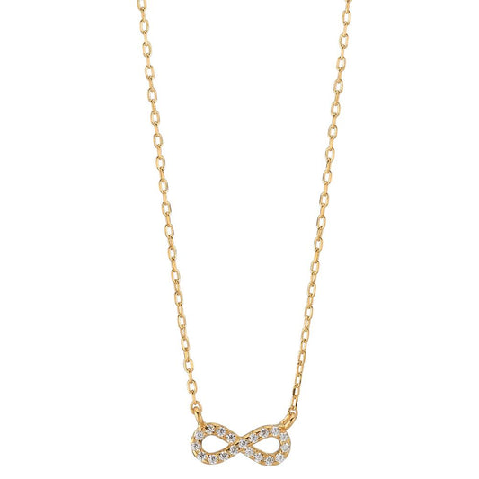 Necklace Silver Zirconia 19 Stones Yellow Gold plated Infinity 40-45 cm