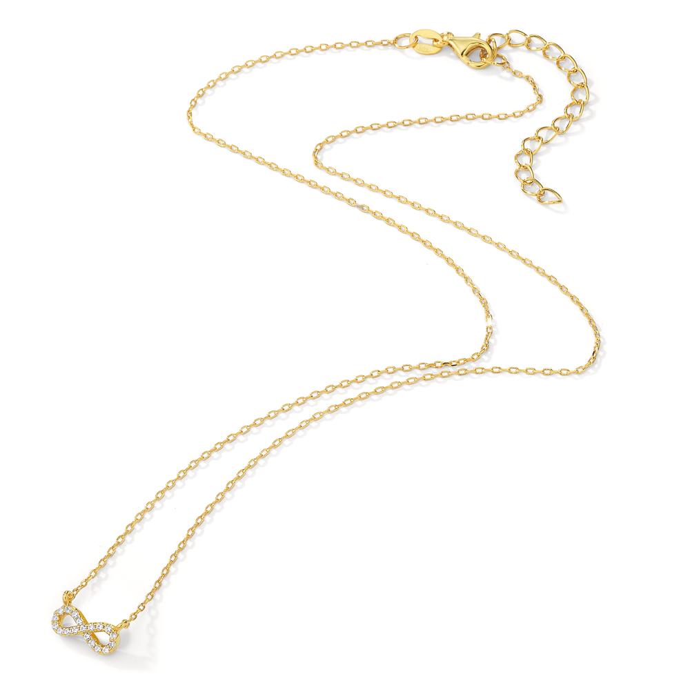 Necklace Silver Zirconia 19 Stones Yellow Gold plated Infinity 40-45 cm