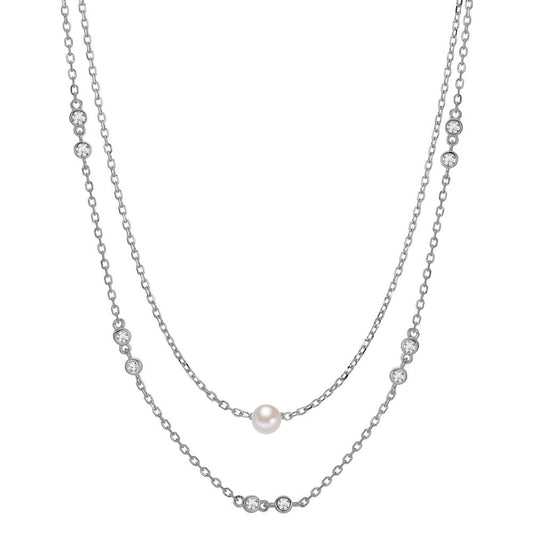 Necklace Silver Zirconia 10 Stones Rhodium plated Shining pearls 40-45 cm