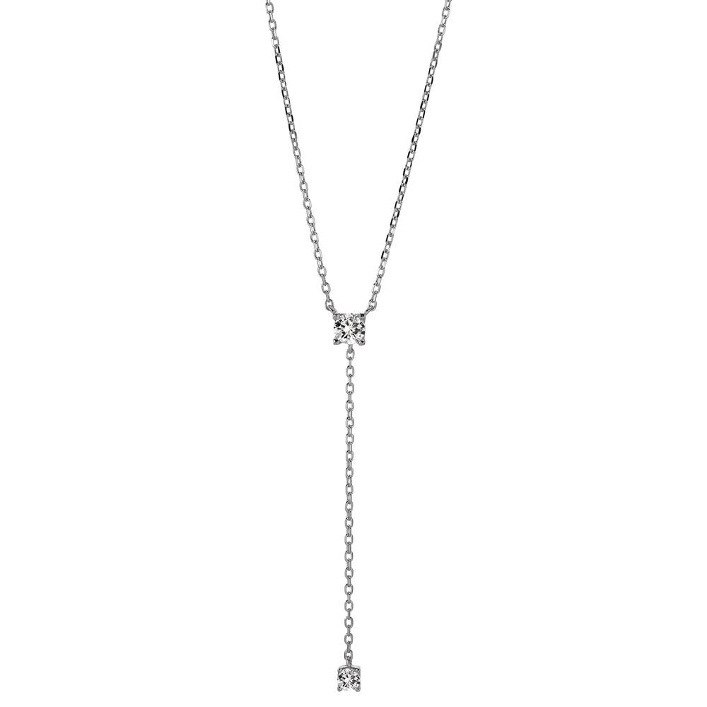 Necklace Silver Zirconia 2 Stones Rhodium plated 40-45 cm