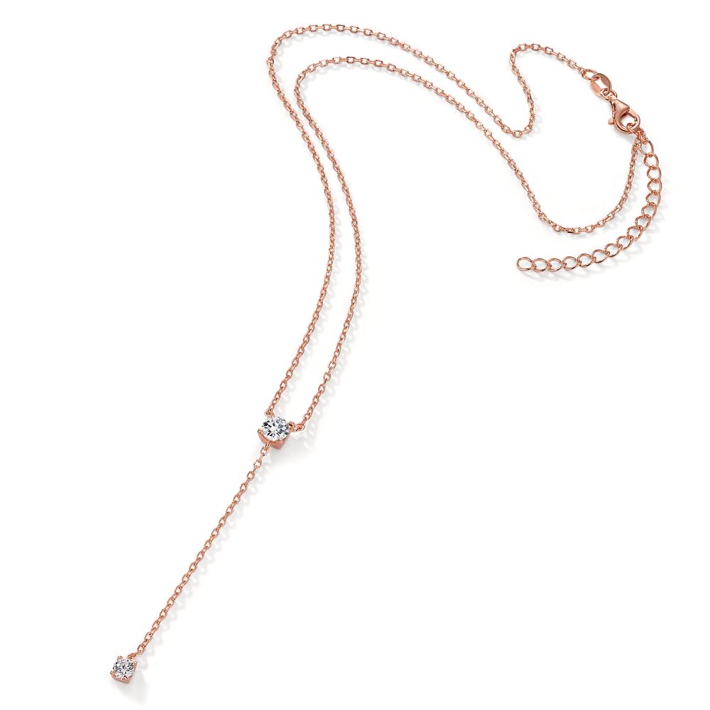 Necklace Silver Zirconia 2 Stones Rose Gold plated 40-45 cm