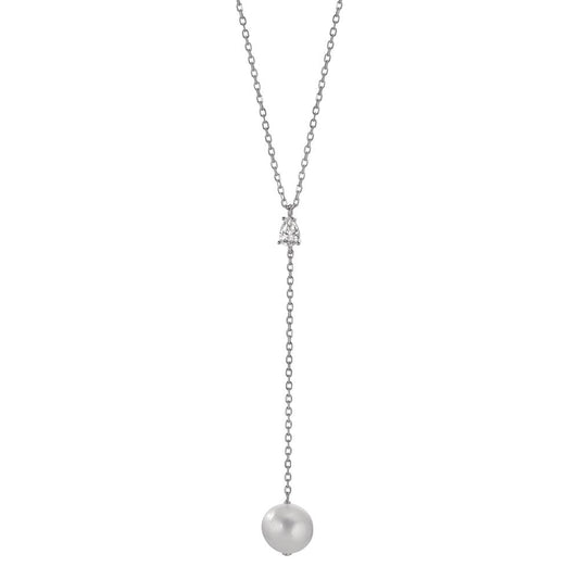 Necklace Silver Zirconia Rhodium plated Freshwater pearl 40-45 cm