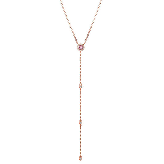 Necklace Silver Zirconia Rose Gold plated 40-45 cm