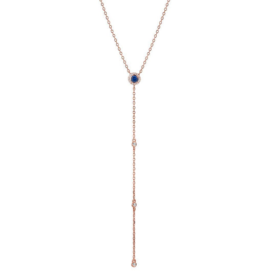 Necklace Silver Zirconia Rose Gold plated 40-45 cm