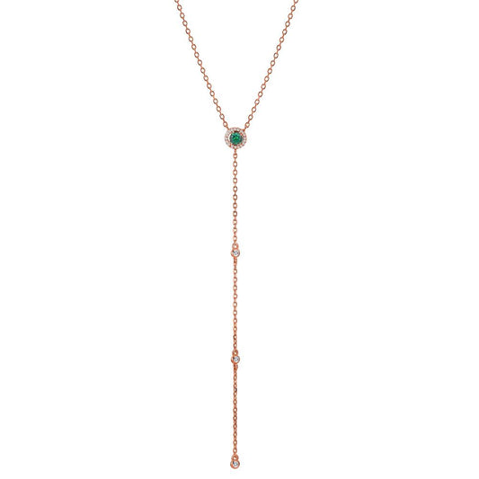 Necklace Silver Zirconia Rose Gold plated 40-45 cm