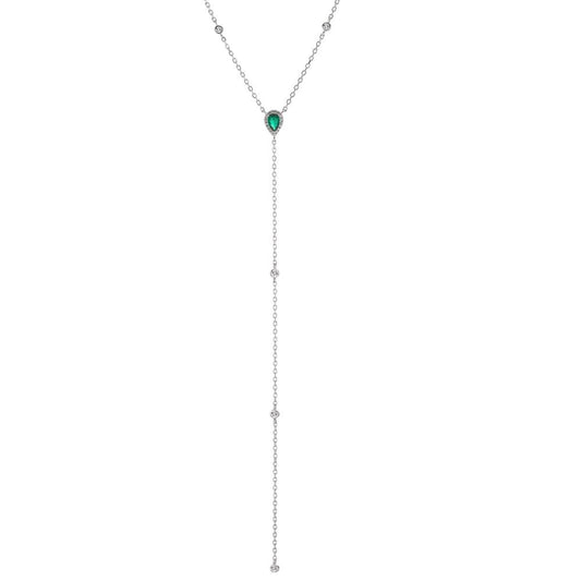 Necklace Silver Zirconia Rhodium plated 40-45 cm