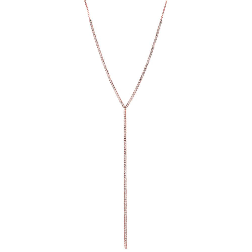 Necklace Silver Zirconia Rose Gold plated 38-43 cm