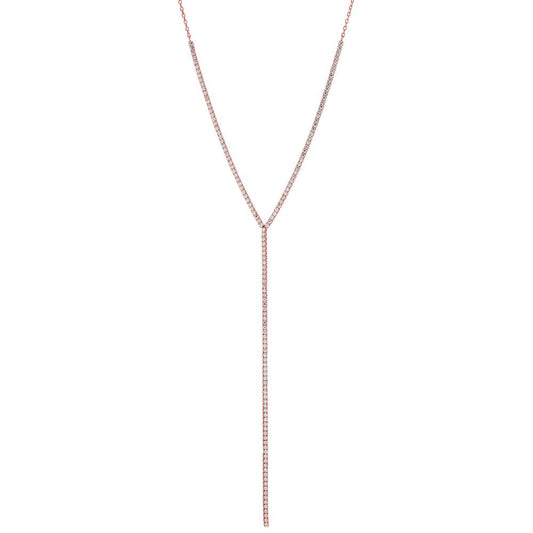 Necklace Silver Zirconia Rose Gold plated 38-43 cm