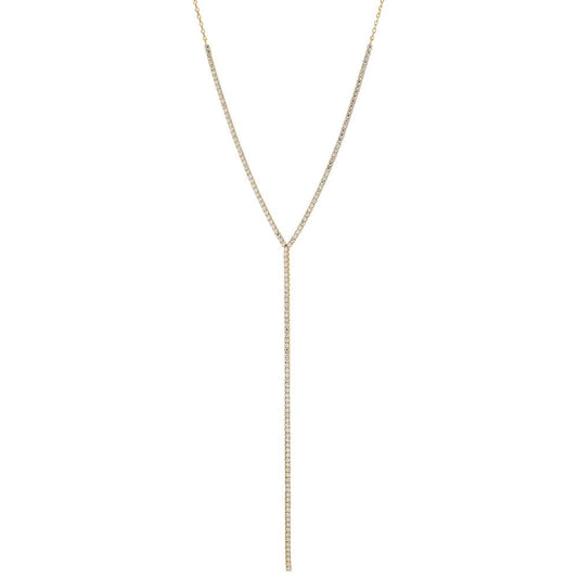 Necklace Silver Zirconia Yellow Gold plated 38-43 cm