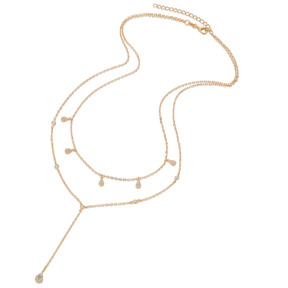 Necklace Silver Zirconia Yellow Gold plated 40-45 cm