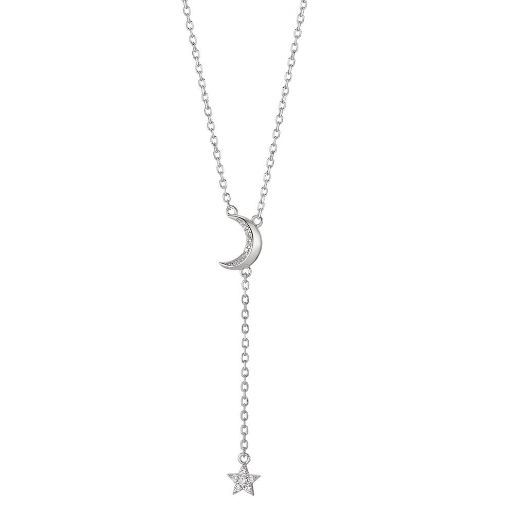 Necklace Silver Zirconia Rhodium plated Moon 40-45 cm