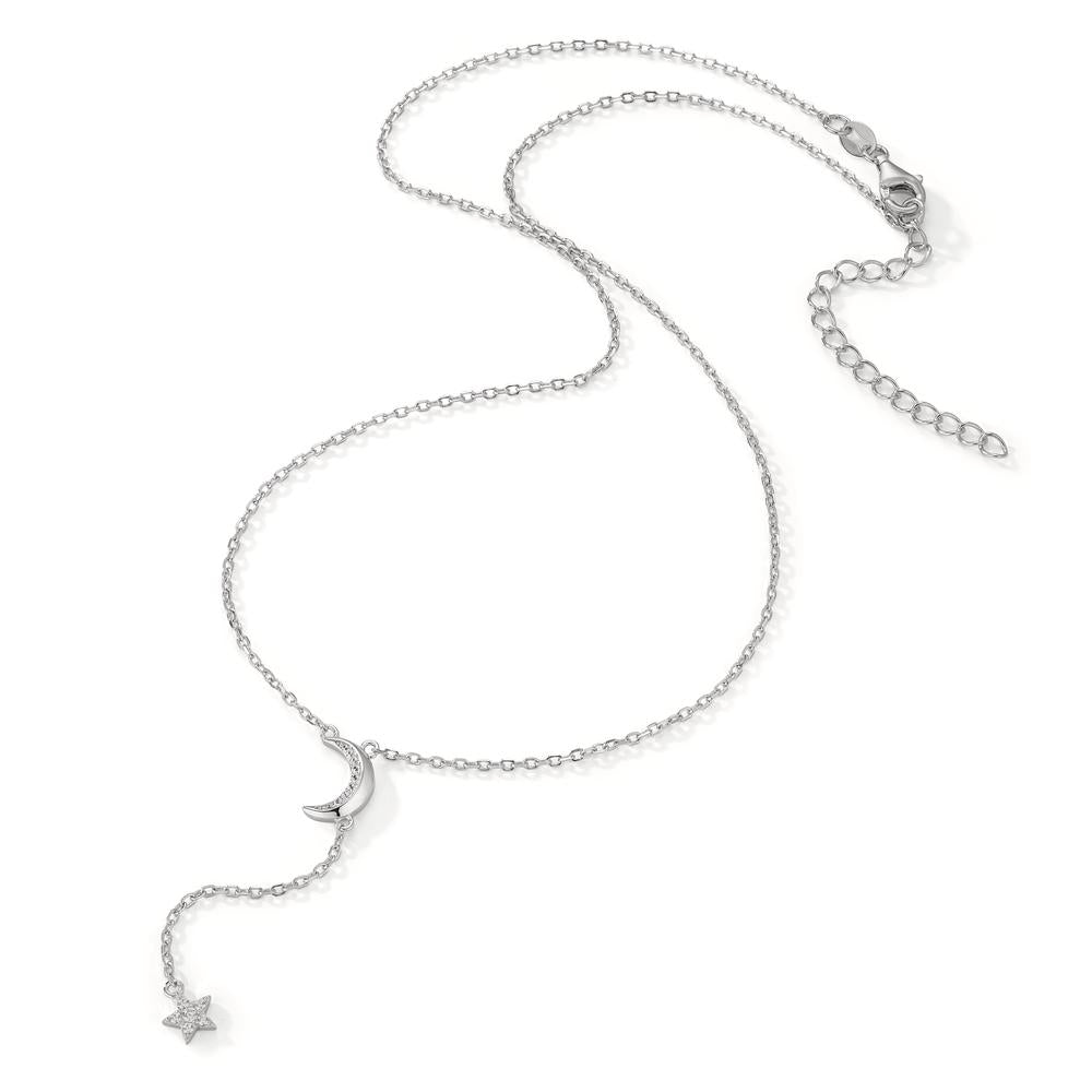 Necklace Silver Zirconia Rhodium plated Moon 40-45 cm