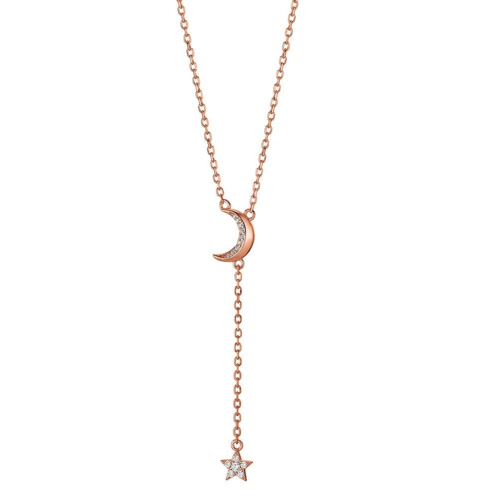 Necklace Silver Zirconia Rose Gold plated Moon 40-45 cm