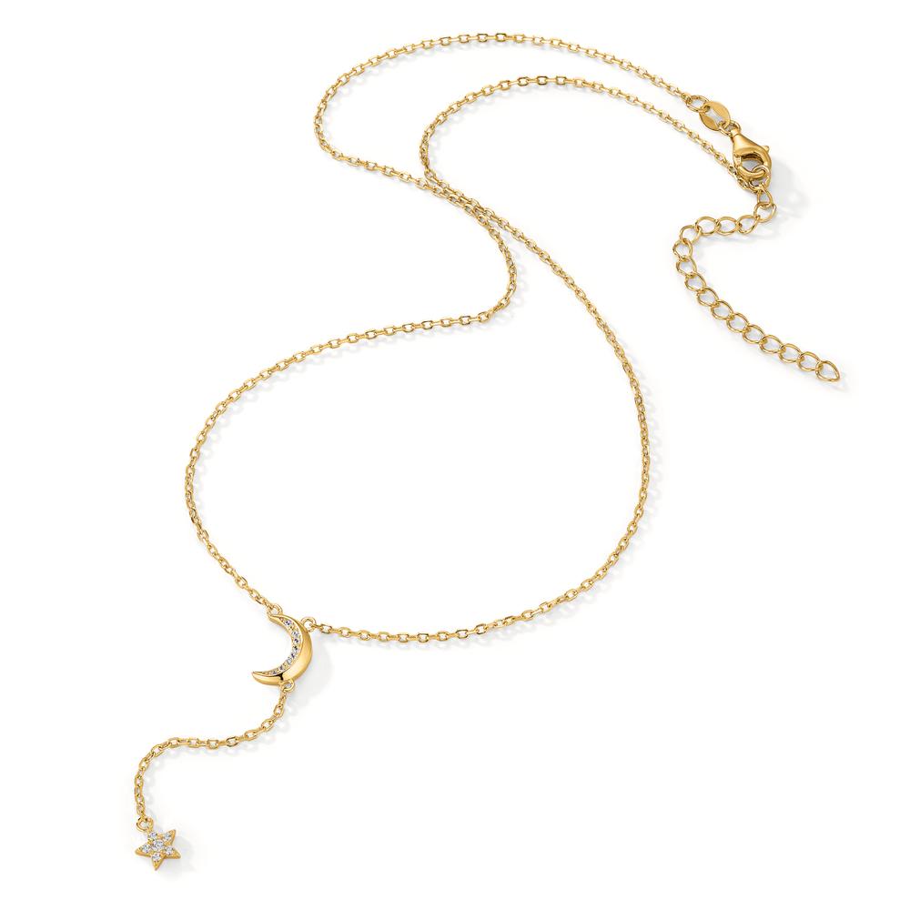 Necklace Silver Zirconia Yellow Gold plated Moon 40-45 cm