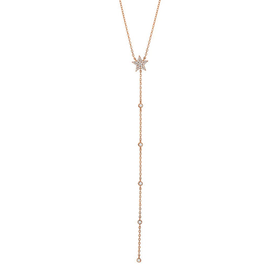 Necklace Silver Zirconia Rose Gold plated Star 41-46 cm