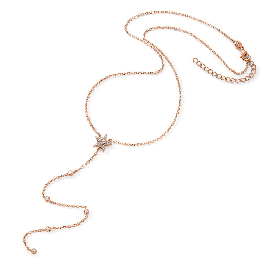 Necklace Silver Zirconia Rose Gold plated Star 41-46 cm