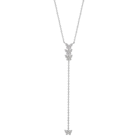 Necklace Silver Zirconia Rhodium plated Butterfly 40-45 cm