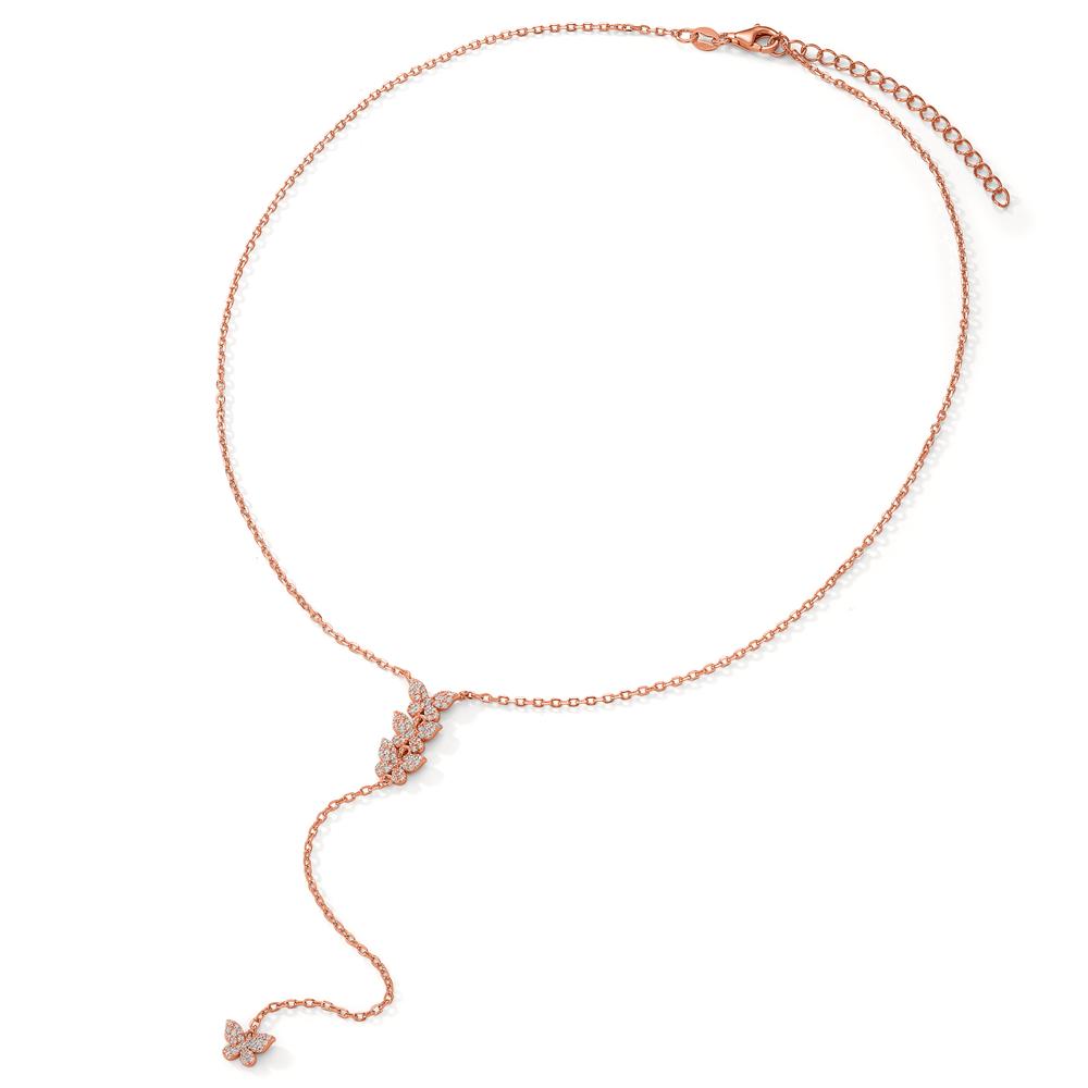 Necklace Silver Zirconia Rose Gold plated Butterfly 40-45 cm