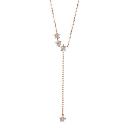 Necklace Silver Zirconia Rose Gold plated Star 40-45 cm