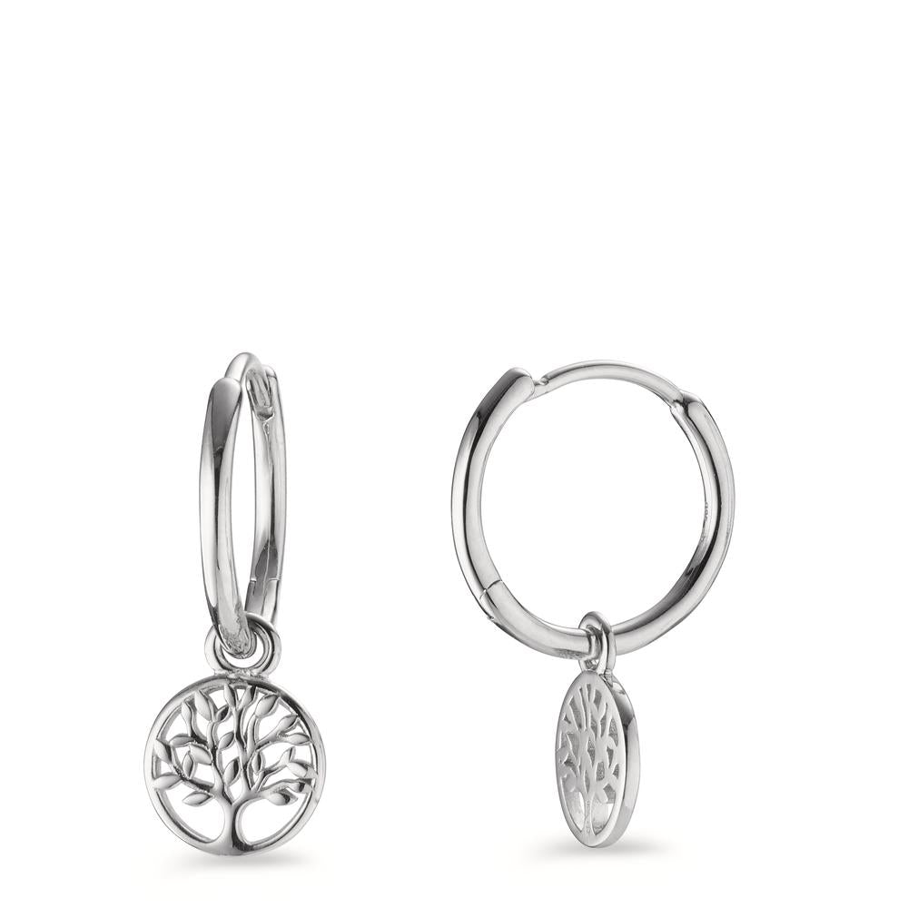 Hoop with pendant Silver Rhodium plated Tree Of Life Ø8.5 mm