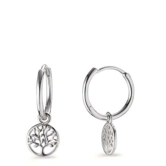 Hoop with pendant Silver Rhodium plated Tree Of Life Ø8.5 mm