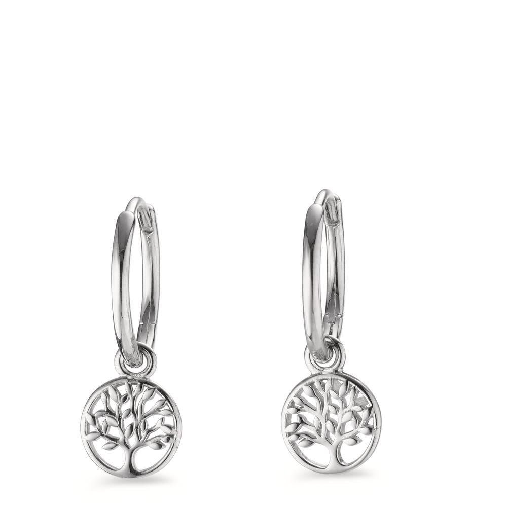 Hoop with pendant Silver Rhodium plated Tree Of Life Ø8.5 mm