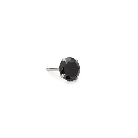 Single stud earring Silver Zirconia Black Ø7 mm