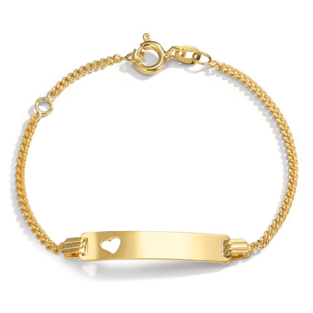 Engravable bracelet 14k Yellow Gold Heart 12-14 cm