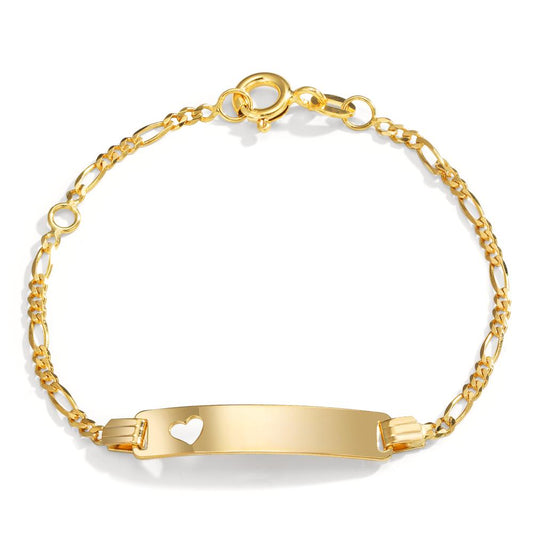 Engravable bracelet 14k Yellow Gold Heart 12-14 cm