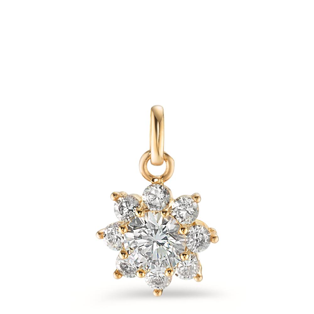 Pendant Bronze Zirconia 9 Stones Yellow Gold plated Flower