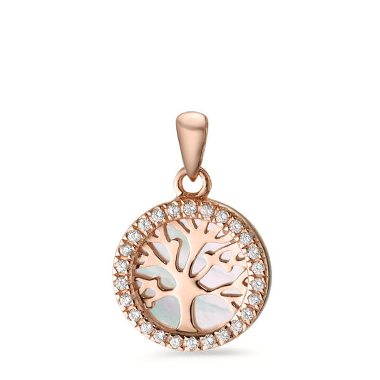 Pendant Silver Zirconia Rose Gold plated Mother of pearl Tree Of Life Ø12 mm