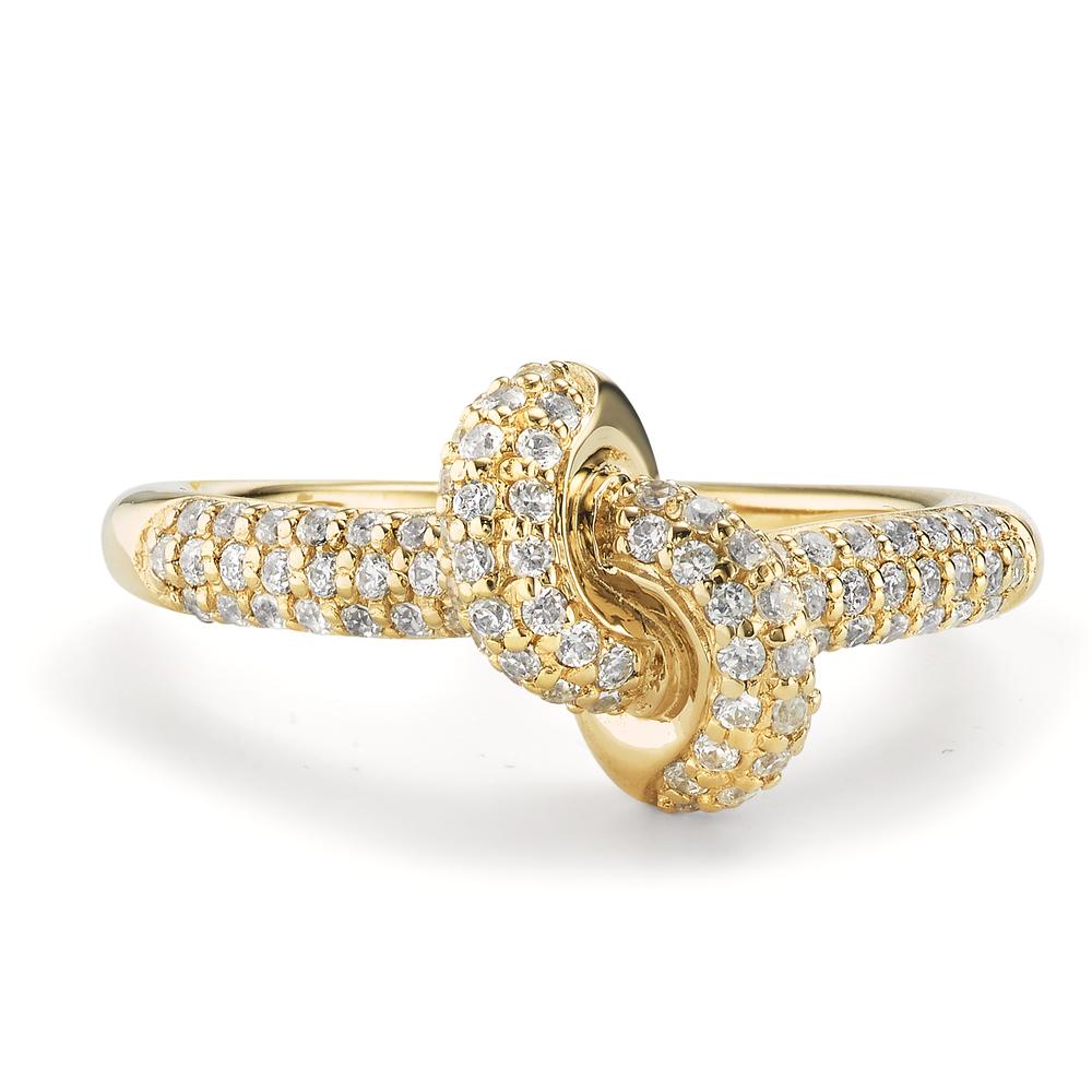 Ring Silver Zirconia Yellow Gold plated Knot