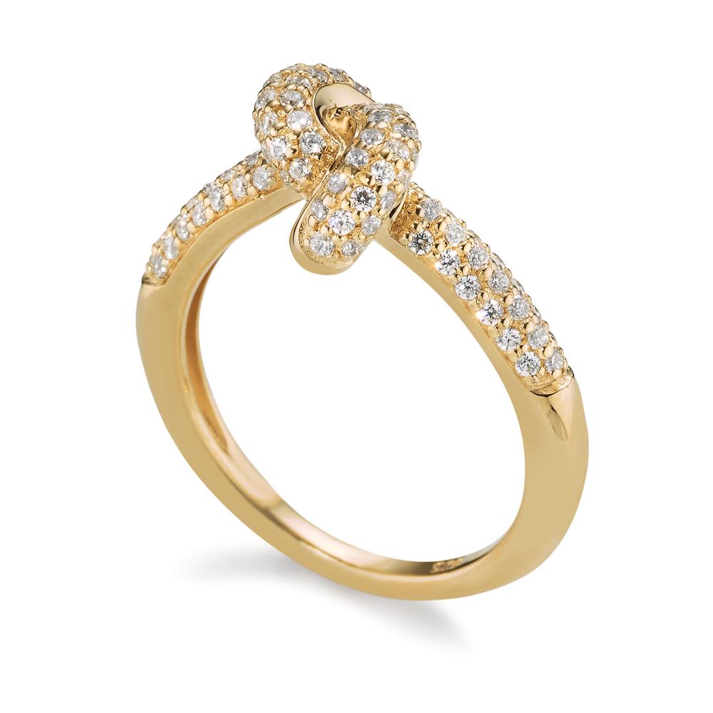 Ring Silver Zirconia Yellow Gold plated Knot