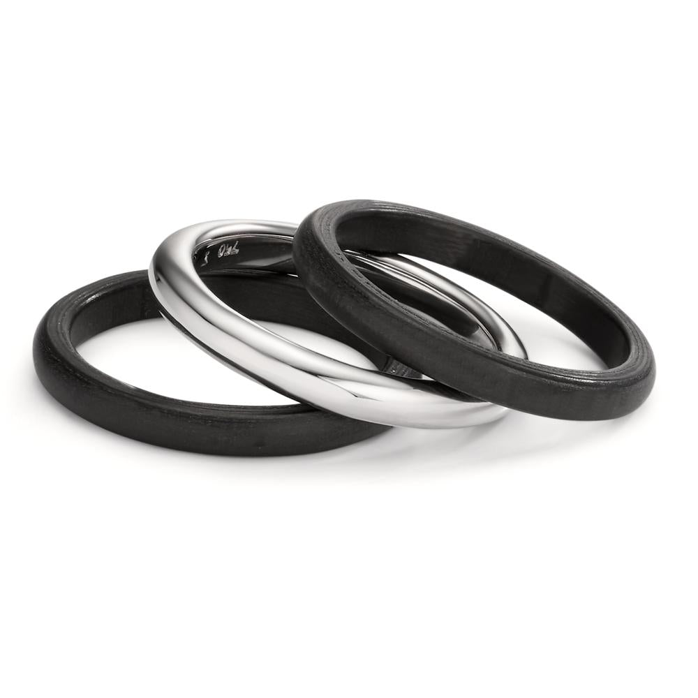 Ring set 18k White Gold, Carbon