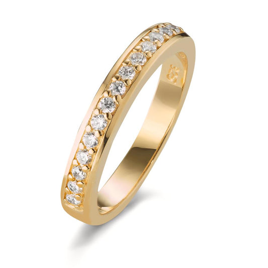 Memory ring Silver Zirconia 14 Stones Yellow Gold plated