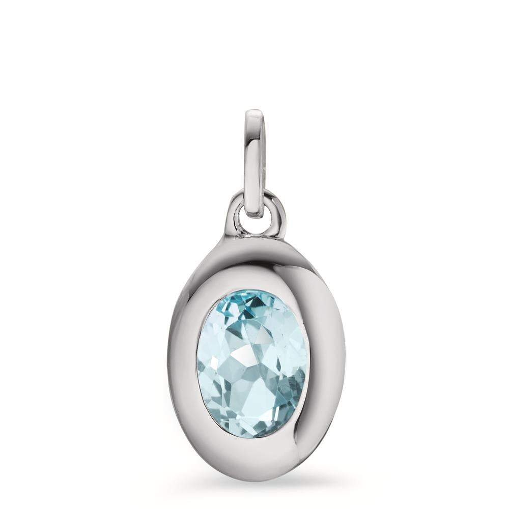 Pendant Silver Topaz Blue Rhodium plated