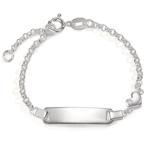 Engravable bracelet Silver Zirconia Heart 12-14 cm