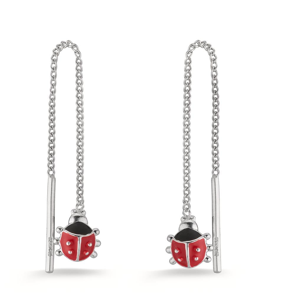 Threader Earrings Silver Lacquered Ladybird Ø6 mm