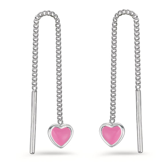 Threader Earrings Silver Lacquered Heart Ø5 mm