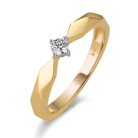 Solitaire ring 9k Yellow Gold Zirconia Bicolor