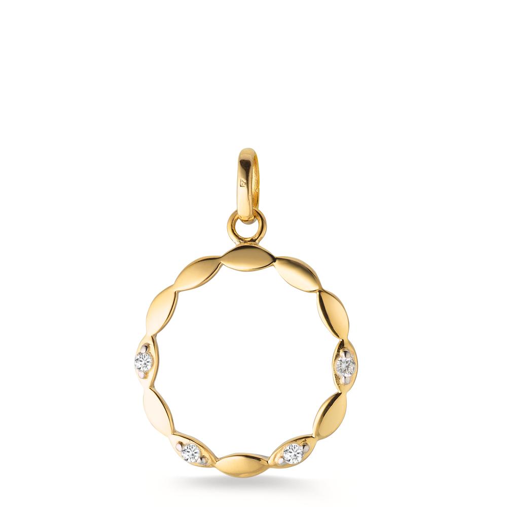 Pendant 9k Yellow Gold Zirconia 4 Stones Ø15 mm