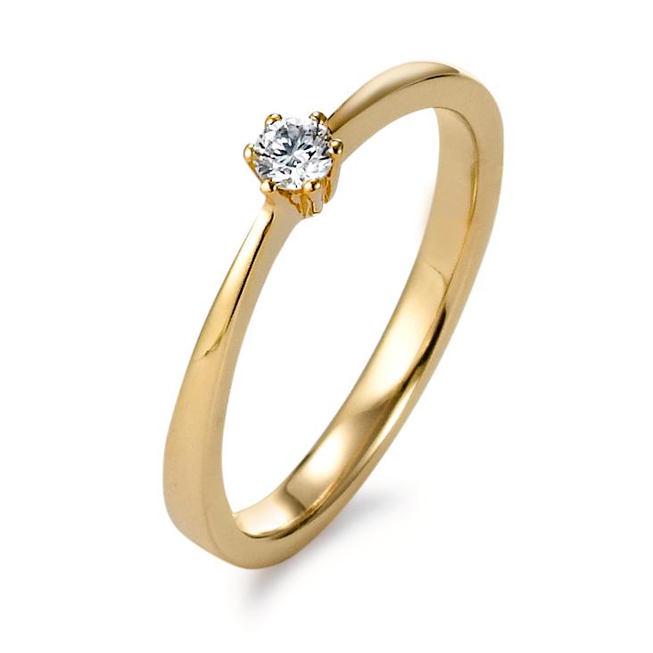 Solitaire ring 18k Yellow Gold Diamond 0.10 ct, w-si