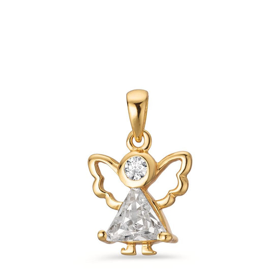 Pendant Silver Zirconia 2 Stones Yellow Gold plated Angel