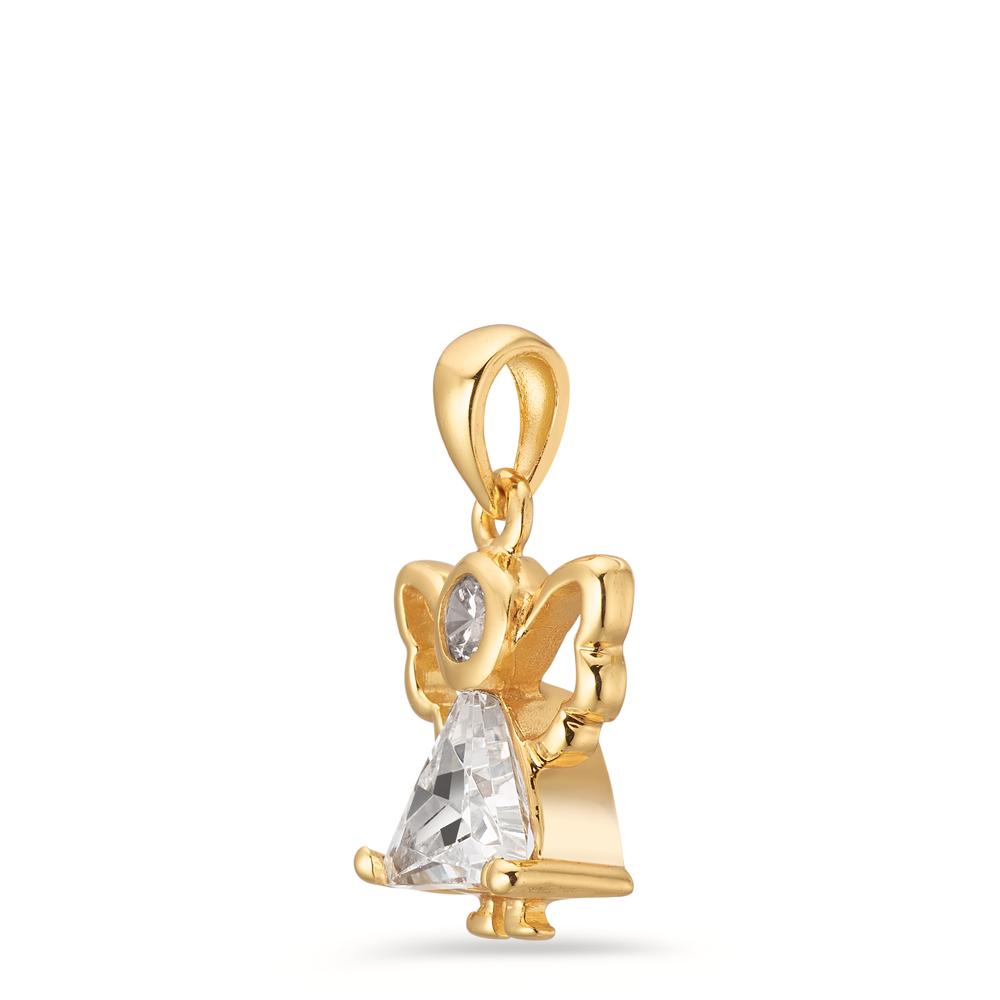 Pendant Silver Zirconia 2 Stones Yellow Gold plated Angel