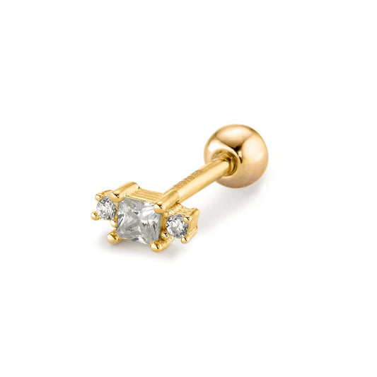 Piercing Silver Zirconia 3 Stones Yellow Gold plated