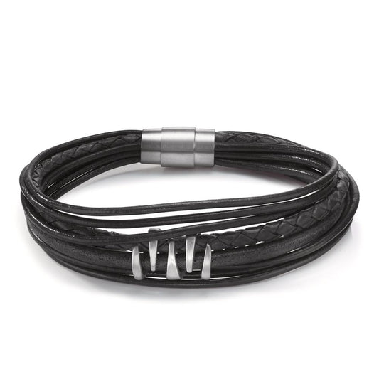 Bracelet Stainless steel, Leather 21.5 cm Ø8 mm