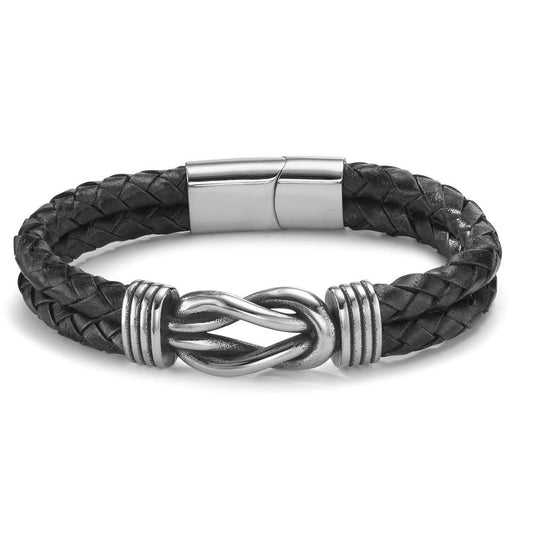 Bracelet Stainless steel, Leather Patinated 21.5 cm