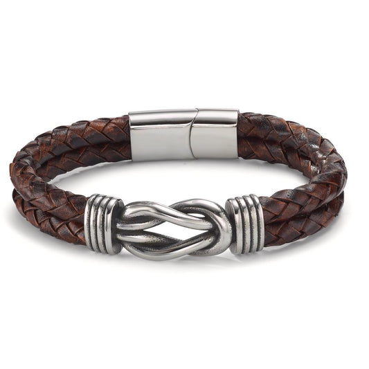 Bracelet Stainless steel, Leather Patinated 21.5 cm